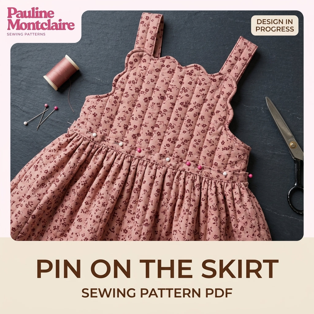 Children's Quilted Pinafore Dress Sewing Pattern PDF – Girls' Pinafore with Scalloped Bib