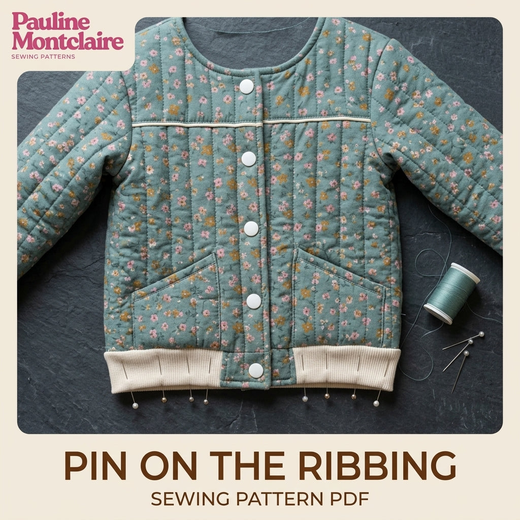 Children's Quilted Bomber Jacket Sewing Pattern PDF – Kids' Bomber with Rib Trims and Piping