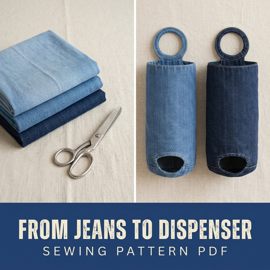 Denim Bag Dispenser Sewing Pattern PDF – Upcycled Jeans Plastic Bag Holder