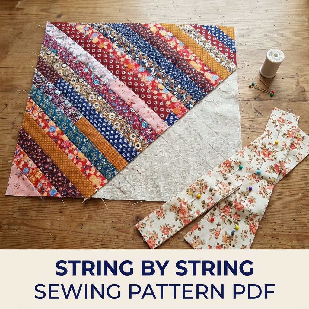 Diagonal String Patchwork Cushion Sewing Pattern PDF – Scrap Pillow Cover