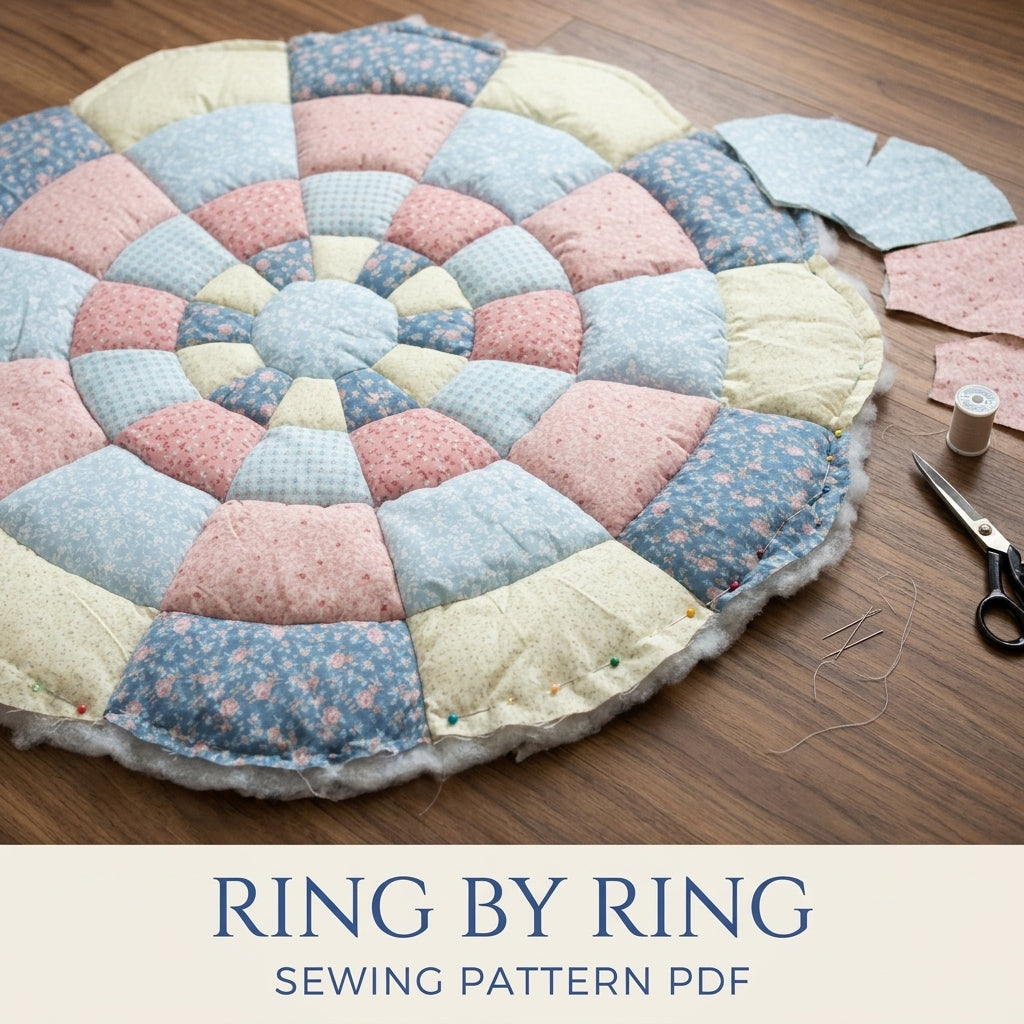 Puffy Patchwork Round Floor Mat Sewing Pattern PDF – Puffy Patchwork Play Mat