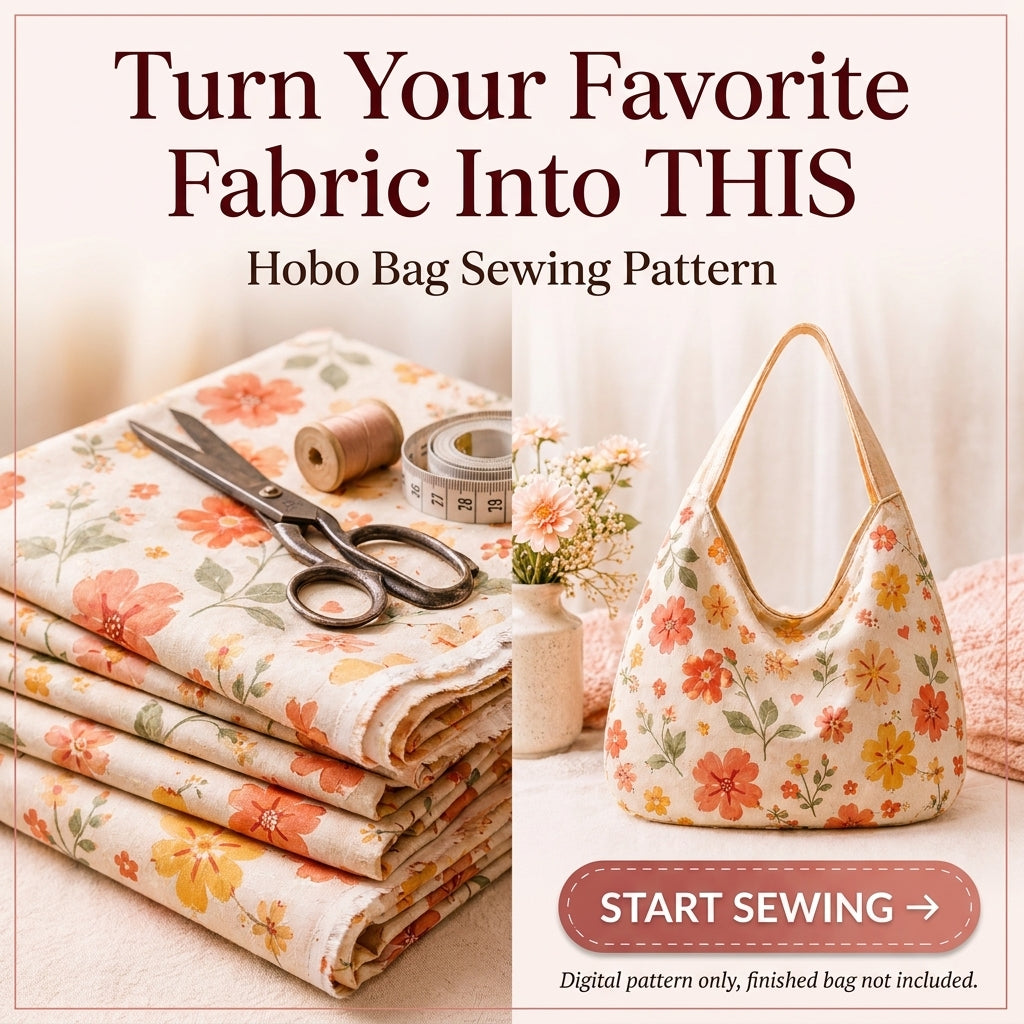 Floral Hobo Bag PDF Sewing Pattern | Slouchy Shoulder Bag with Single Strap | Beginner Bag Sewing Project | Instant Download
