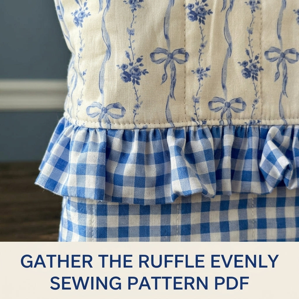 Bow Print Ruffle Tote Sewing Pattern PDF – Blue and White Gingham Bag