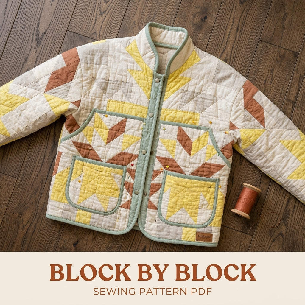 Lemon Star Quilt Jacket Sewing Pattern PDF – Boxy Quilted Coat