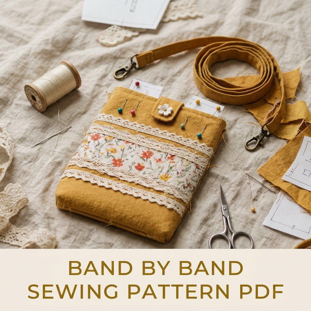 Lace Band Phone Crossbody Bag Sewing Pattern PDF – Small Phone Purse