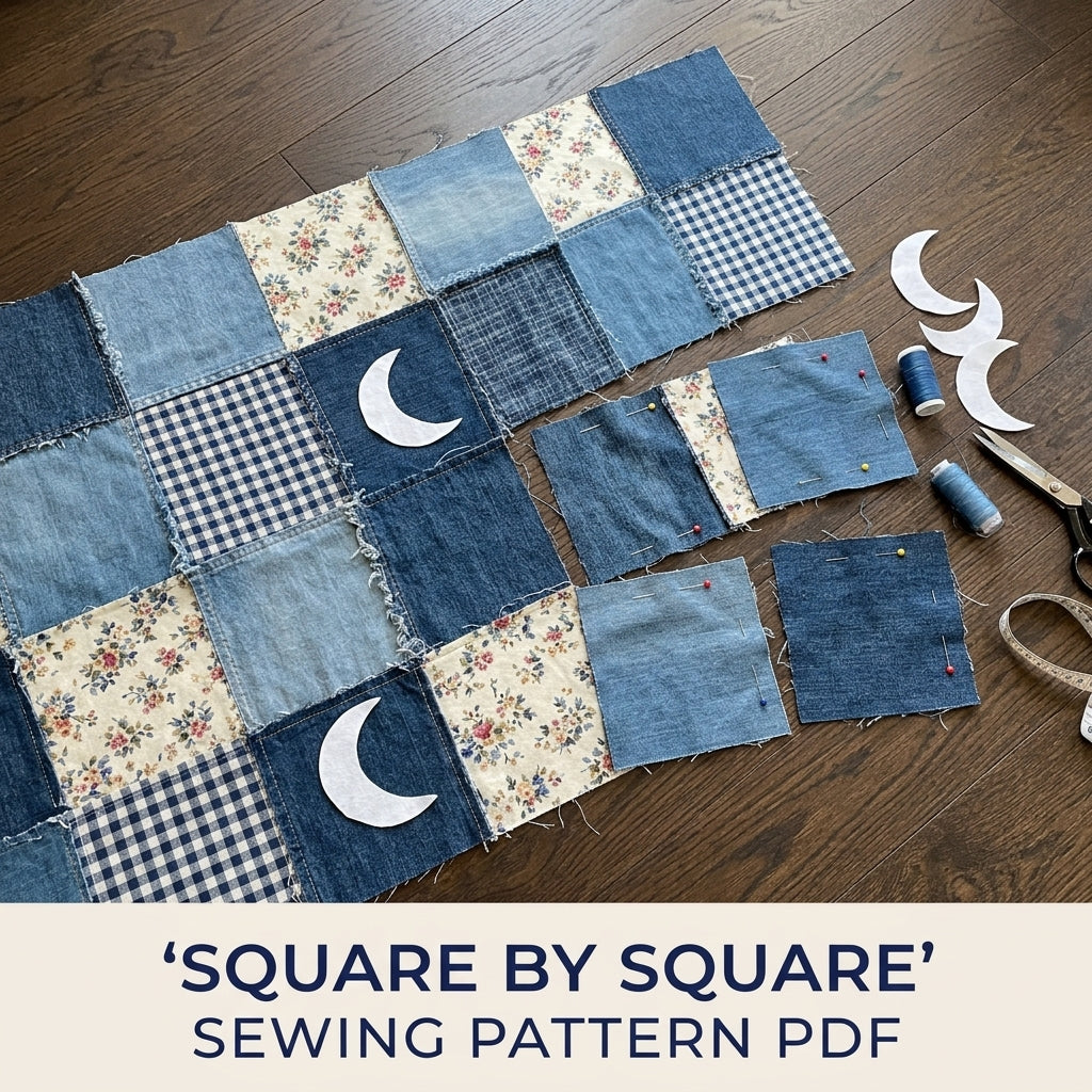 Denim Moon Sofa Cover Sewing Pattern PDF – Upcycled Jeans Throw
