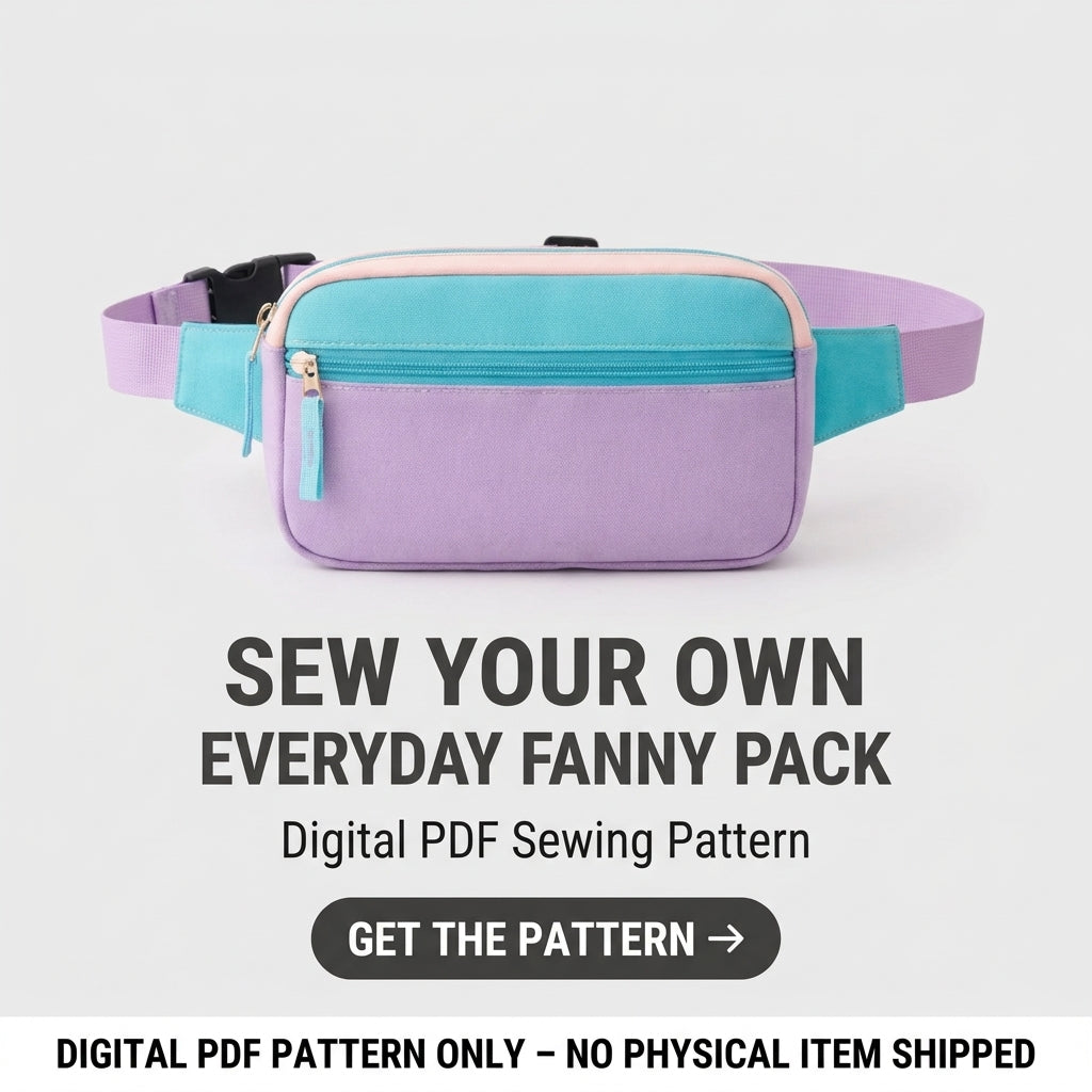 Belt Bag PDF Sewing Pattern | Fanny Pack Worn at the Waist or Crossbody | Colour Block Beginner Bag | Instant Download