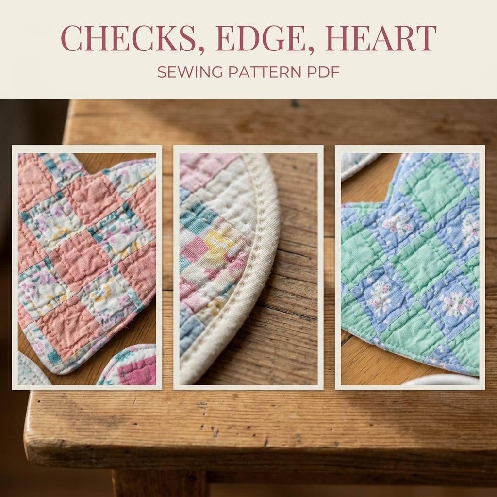 Patchwork Heart Coasters Sewing Pattern PDF – Quilted Heart Mug Rugs from Scraps