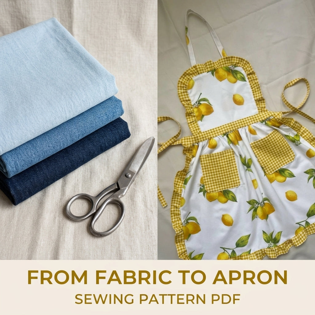 Lemon Gingham Ruffle Apron Sewing Pattern PDF – Cute Kitchen Apron