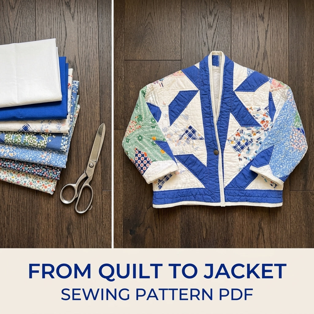 Kids Star Quilt Jacket Sewing Pattern PDF – Children's Jacket from a Vintage Quilt