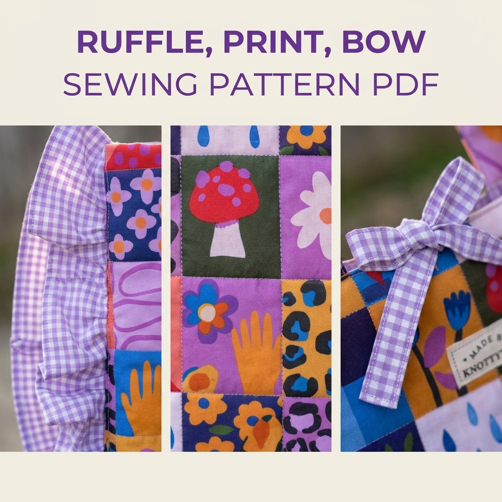 Ruffled Gingham Edge Tote Sewing Pattern PDF – Flat Tote with Ruffle Trim