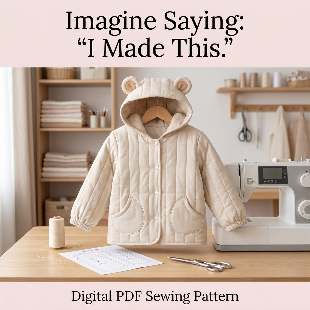 Kids' Quilted Jacket Sewing Pattern – Hooded Jacket with Bear Ears