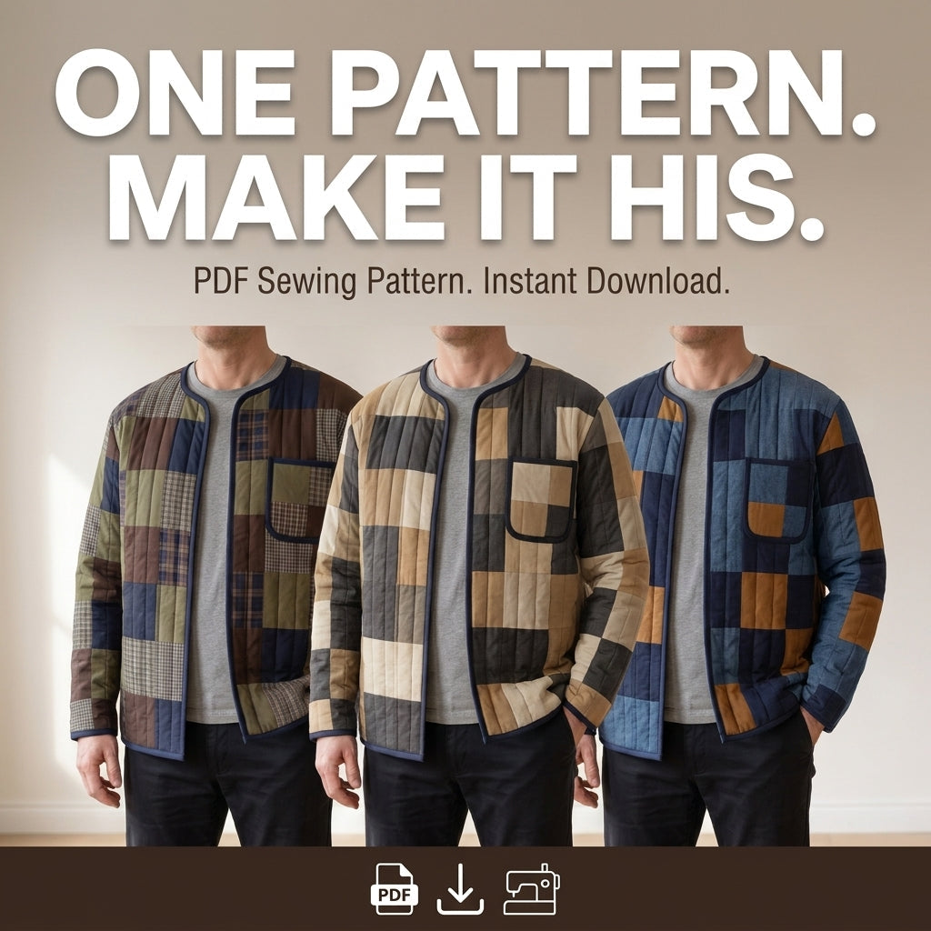 Men's Quilted Jacket Sewing Pattern – Patchwork Liner Jacket