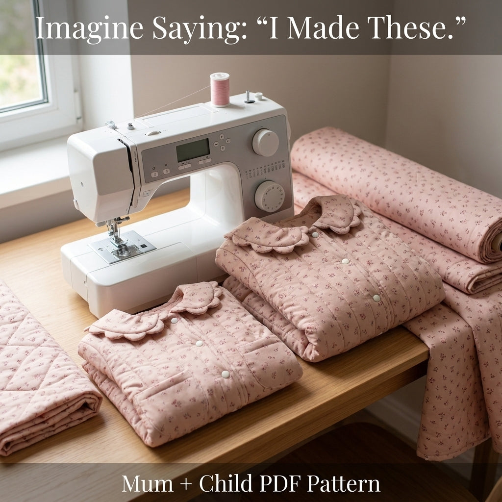 Matching Mom and Child Quilted Jacket Sewing Pattern – Scalloped Collar