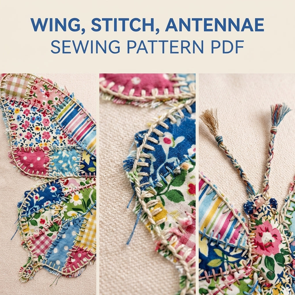 Patchwork Butterfly Appliqué Cushion Sewing Pattern PDF – Scrappy Pillow