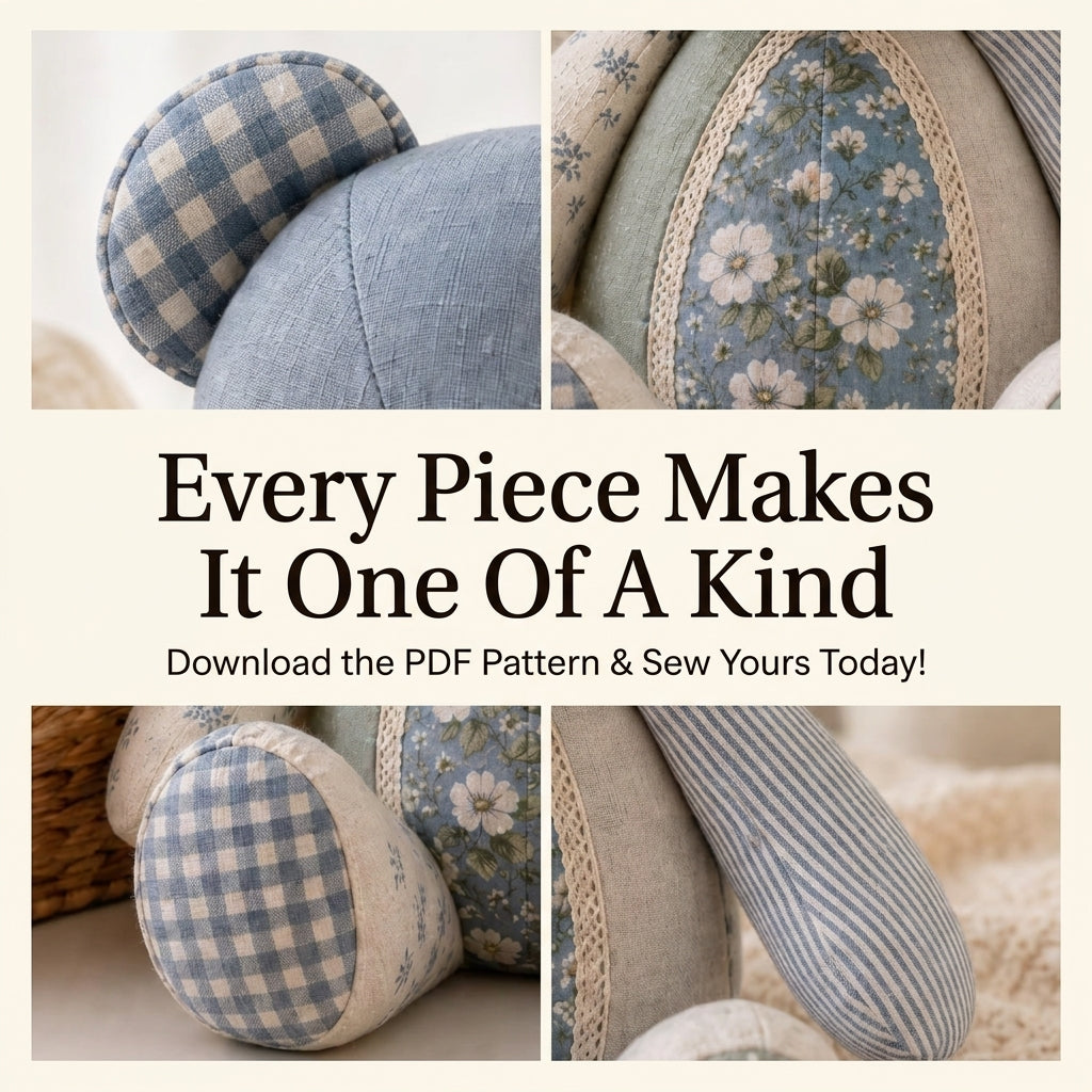 Memory Bear Sewing Pattern — Patchwork Teddy Made From Keepsake Fabrics, Full-Size Templates, PDF Download