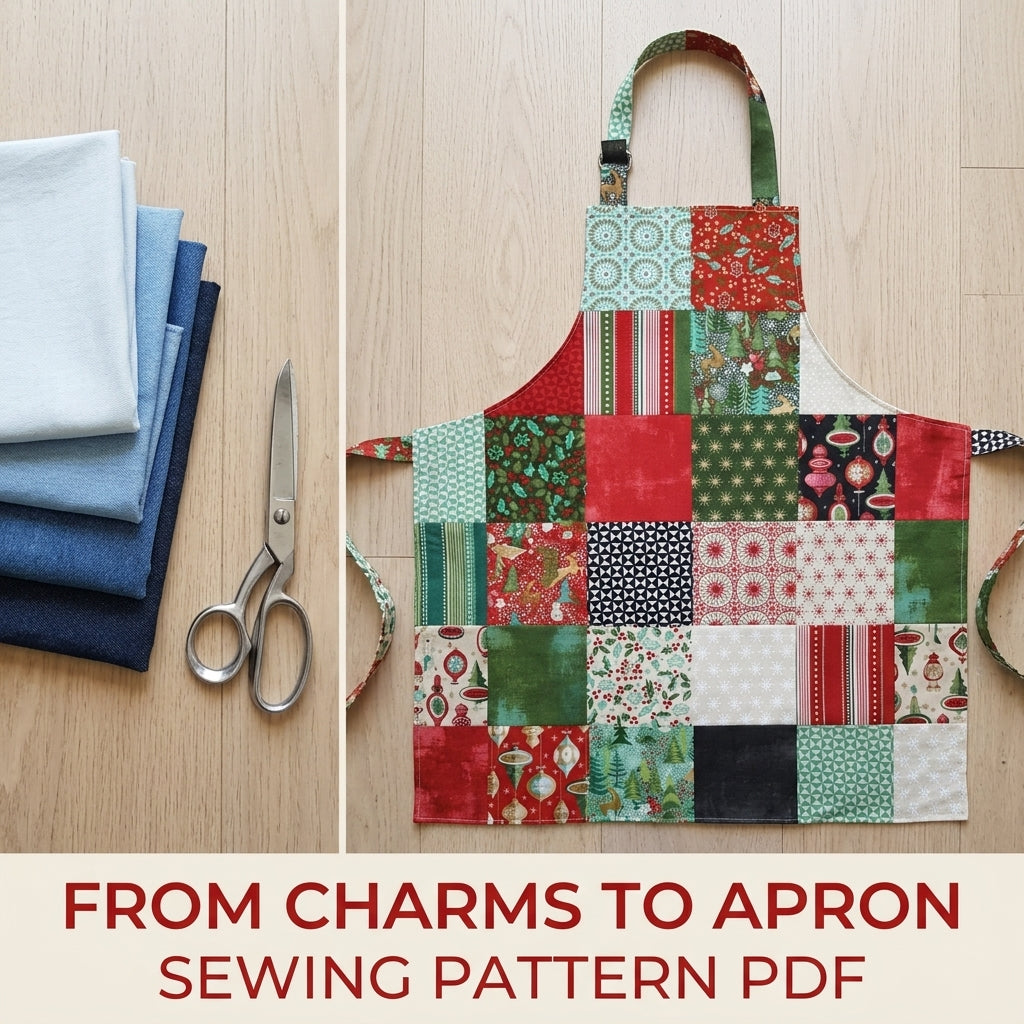 Christmas Patchwork Apron Sewing Pattern PDF – Charm Square Holiday Apron