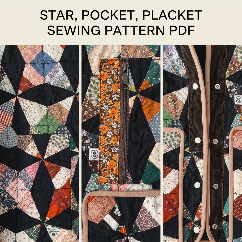 Kaleidoscope Quilt Jacket Sewing Pattern PDF – Cropped Quilt Coat