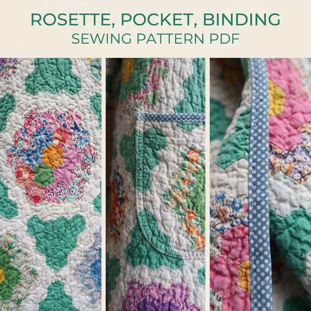 Flower Garden Long Quilt Coat Sewing Pattern PDF – Button Front Coat from a Vintage Quilt