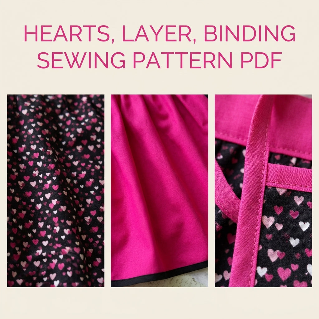 Pink Heart Layered Apron Sewing Pattern PDF – Easy Bound Apron