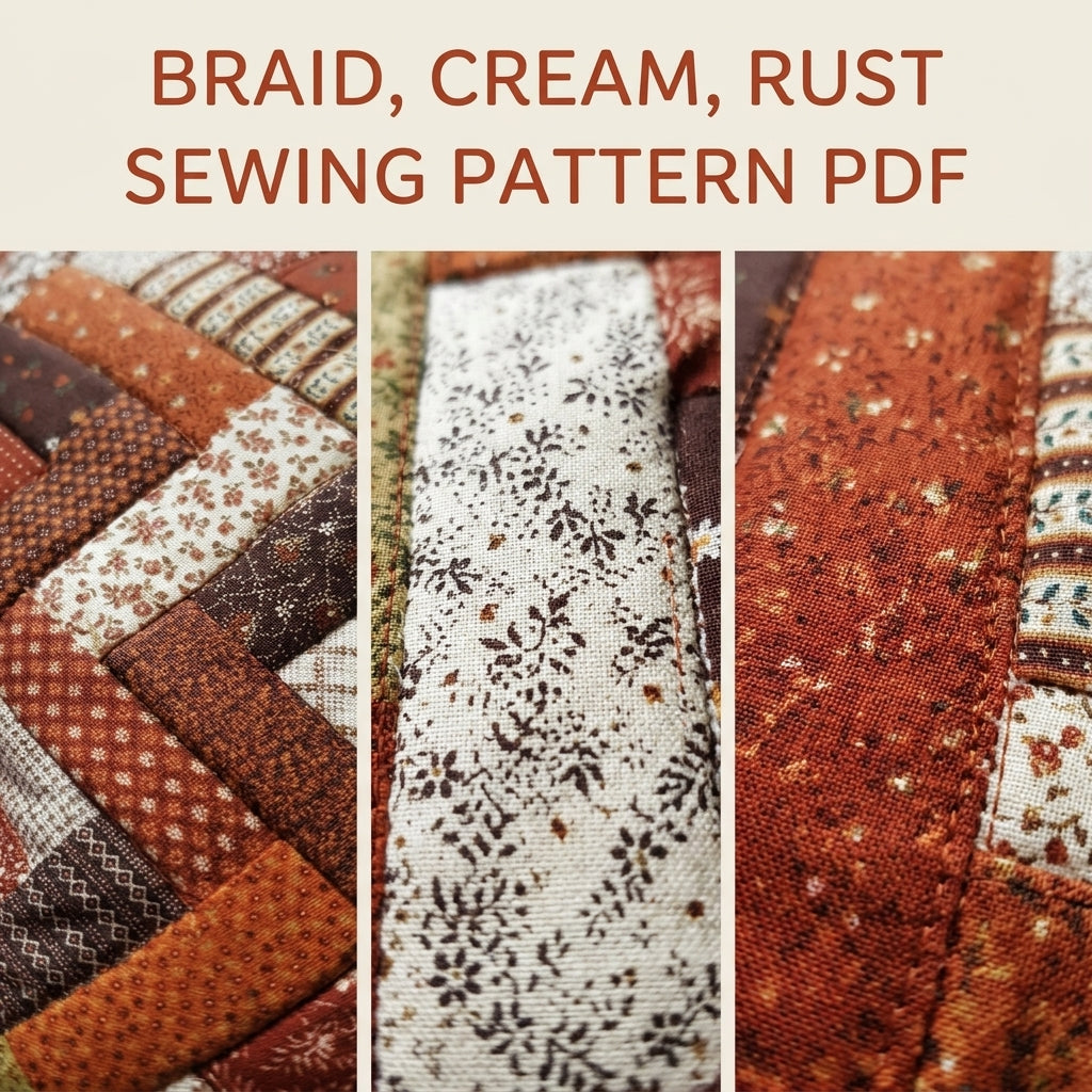 Autumn Braid Patchwork Cushion Sewing Pattern PDF – Herringbone Pillow