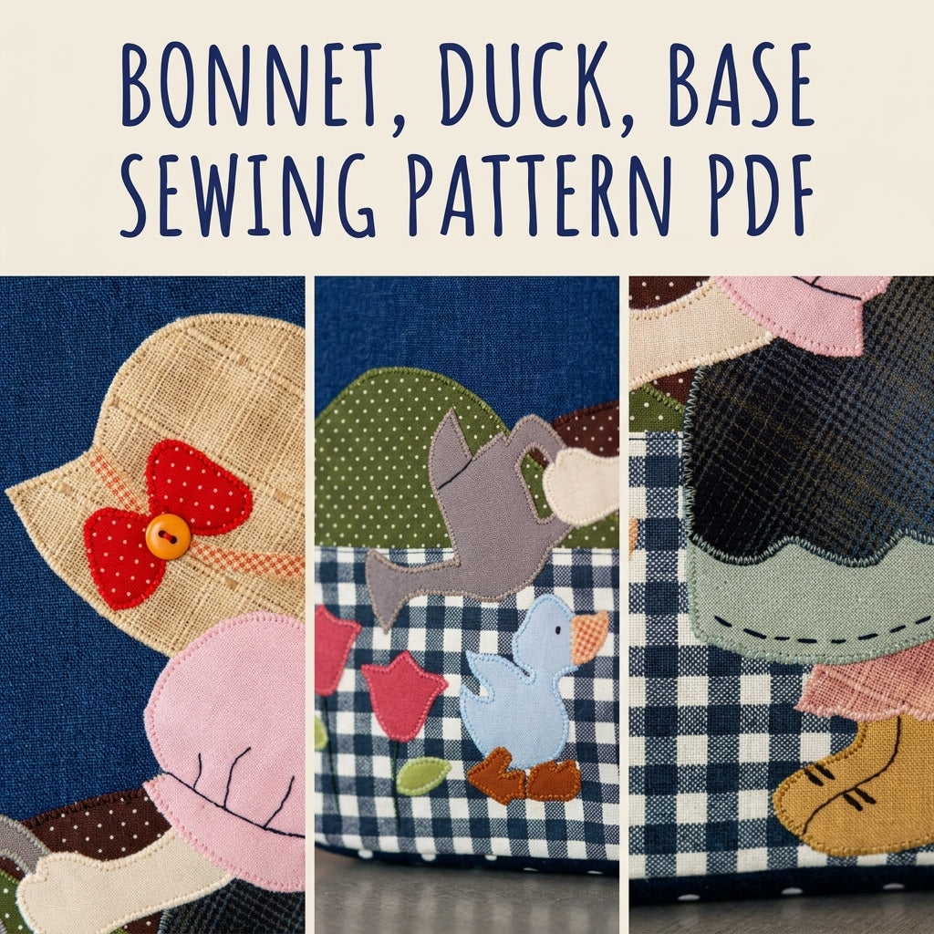 Sunbonnet Girl Appliqué Tote Sewing Pattern PDF – Zip Tote with Appliqué Scene