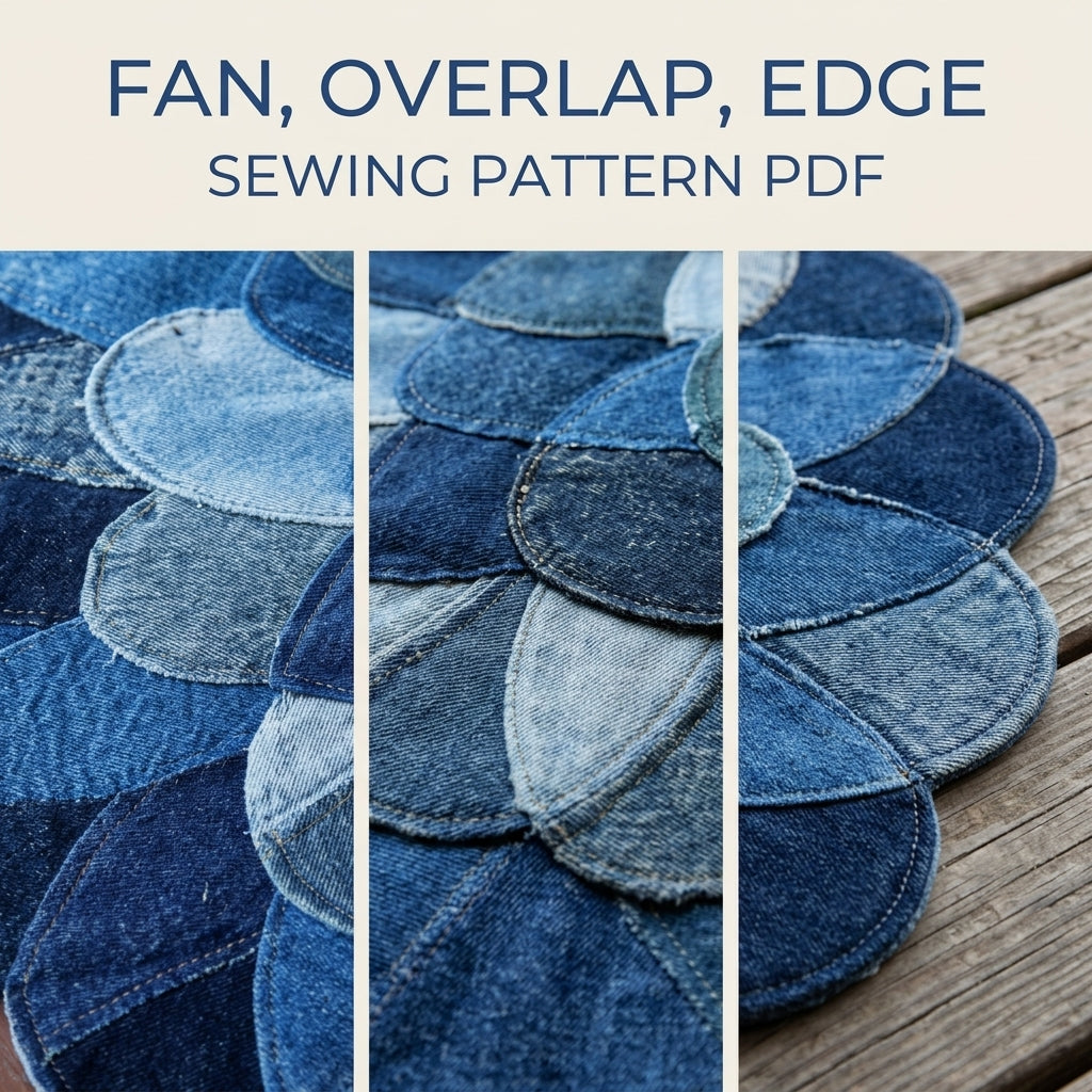 Denim Scallop Half Moon Rug Sewing Pattern PDF – Upcycled Jeans Doormat
