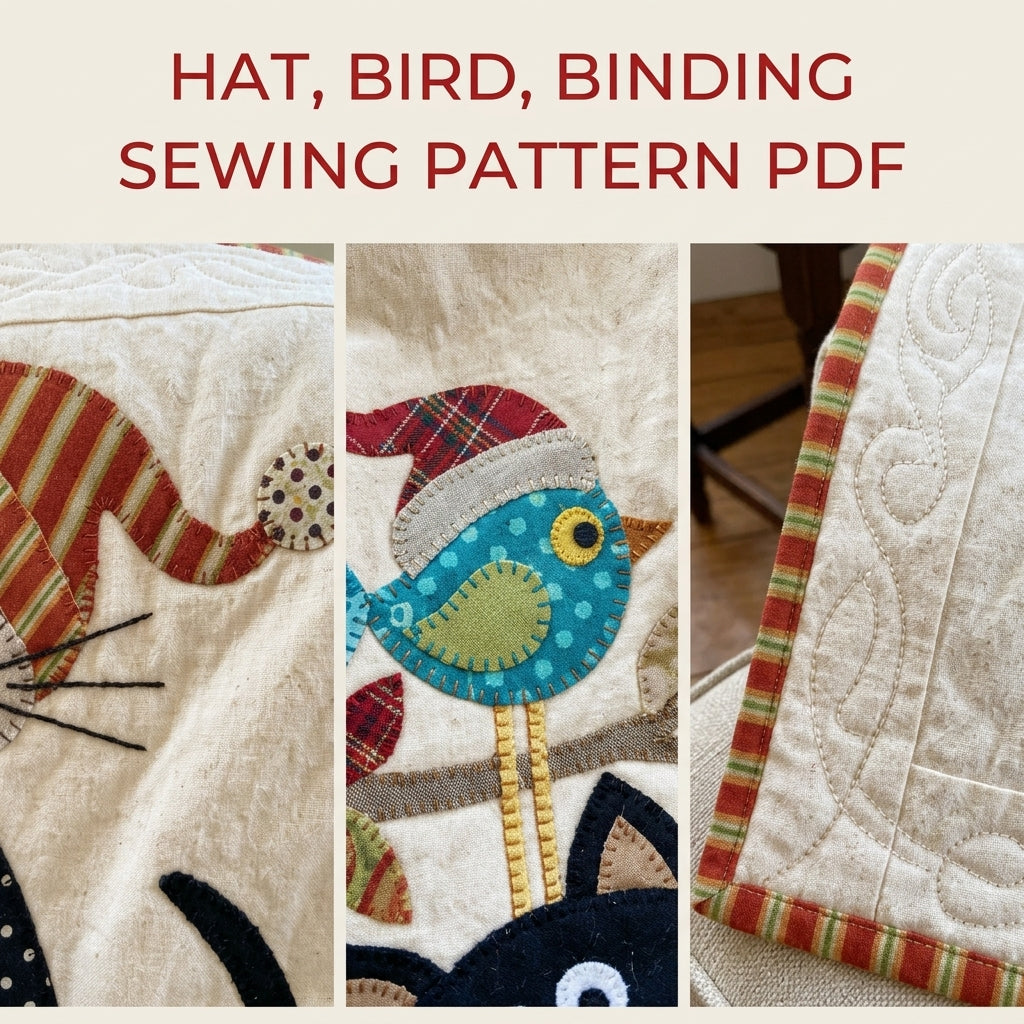 Polka Dot Cats Quilt Sewing Pattern PDF – Folk Cat Appliqué Lap Quilt