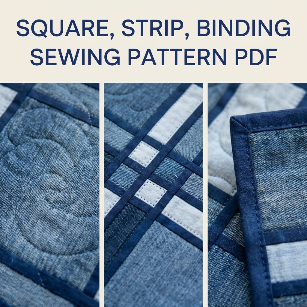 Denim Plaid Quilt Sewing Pattern PDF – Upcycled Jeans Tartan Quilt