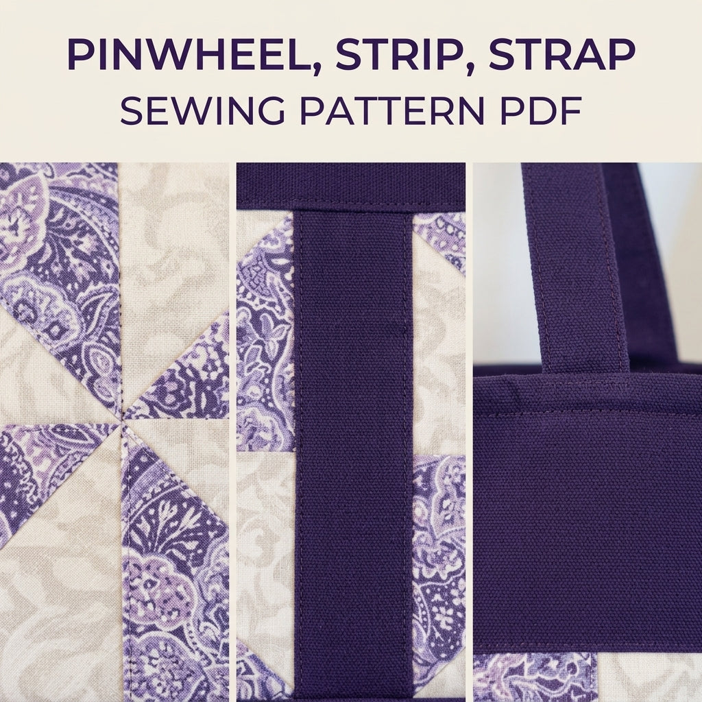 Pinwheel Block Canvas Tote Sewing Pattern PDF – Quilt Block Tote Bag