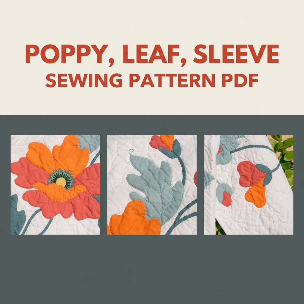 Poppy Appliqué Quilted Jacket Sewing Pattern PDF – White Quilt Jacket with Flower Back