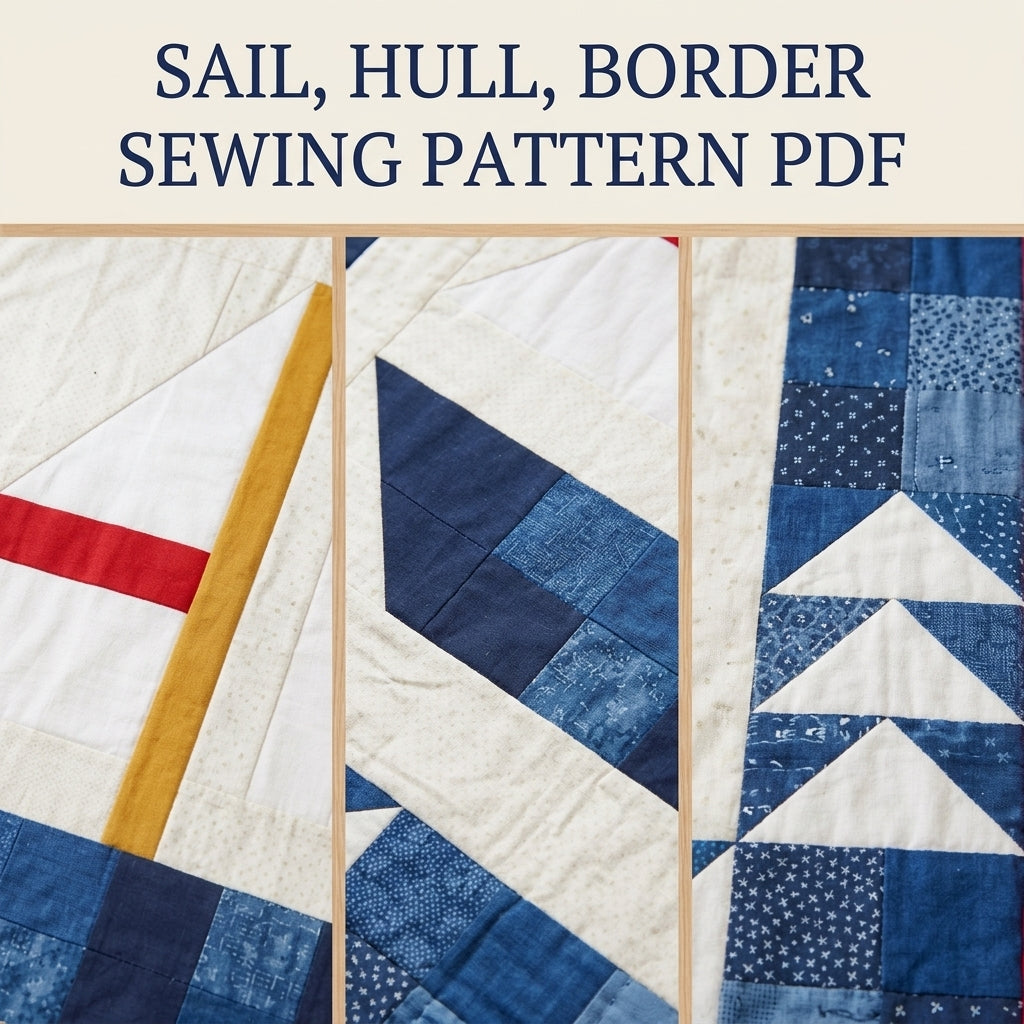 Sailboat Baby Quilt Pattern PDF – Nautical Pieced Nursery Quilt with Flying Geese Border