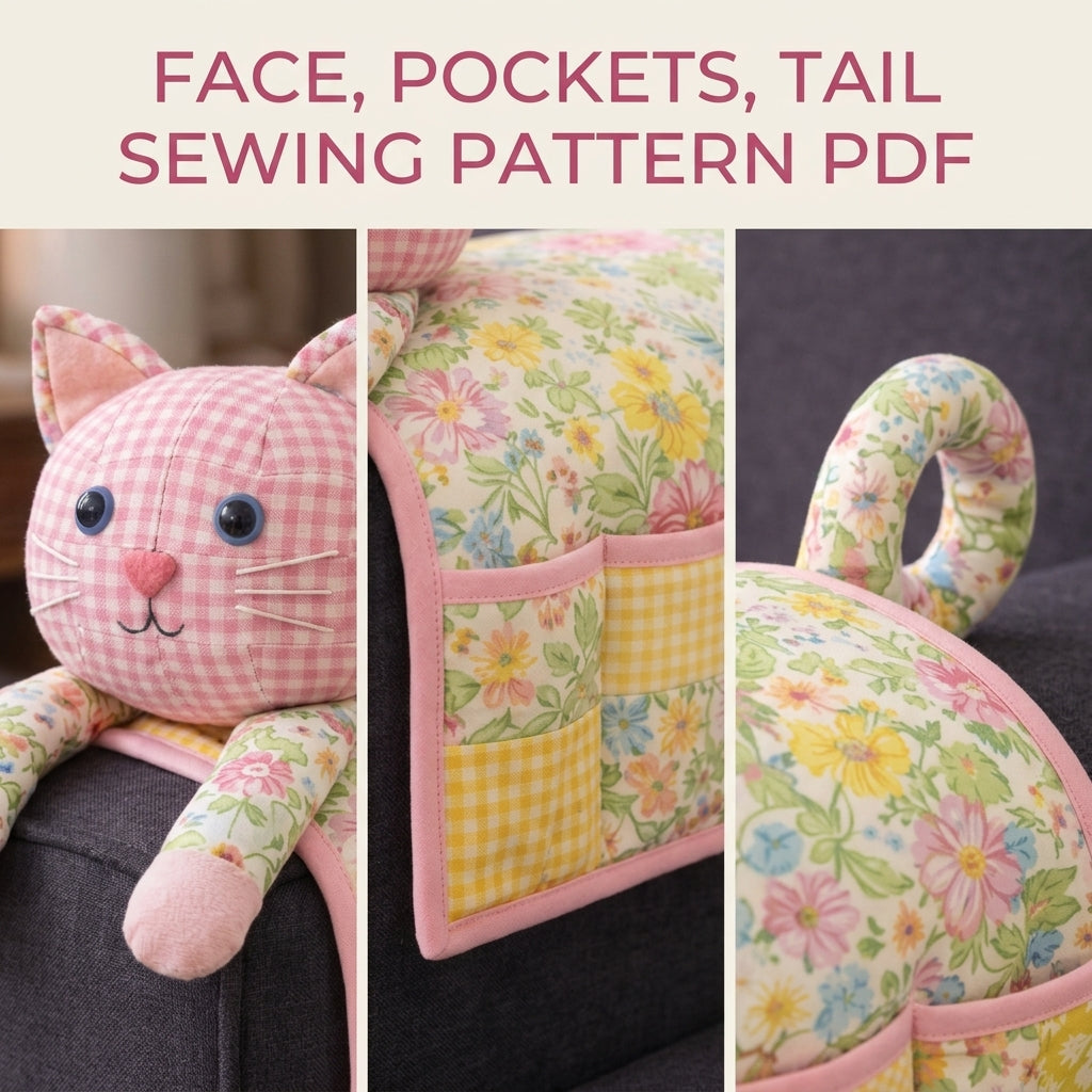 Cat Armrest Caddy Sewing Pattern PDF – Sofa Organizer with Pockets