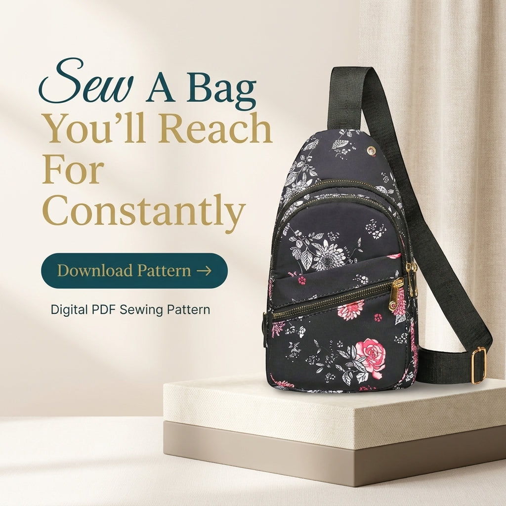 Sling Bag Sewing Pattern — Crossbody Chest Bag with Two Zip Pockets, Beginner Friendly, PDF Download