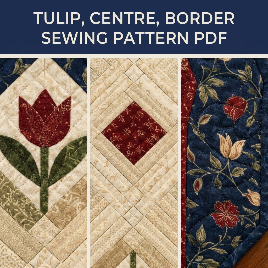 Tulip Log Cabin Table Topper Sewing Pattern PDF – Octagon Quilted Centrepiece