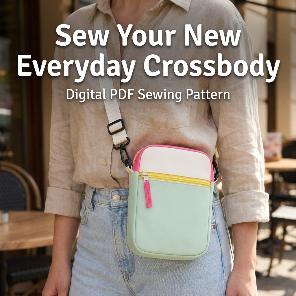 Phone Crossbody Bag Sewing Pattern — Two-Pocket Mini Bag with Adjustable Strap, Beginner Friendly, PDF Download