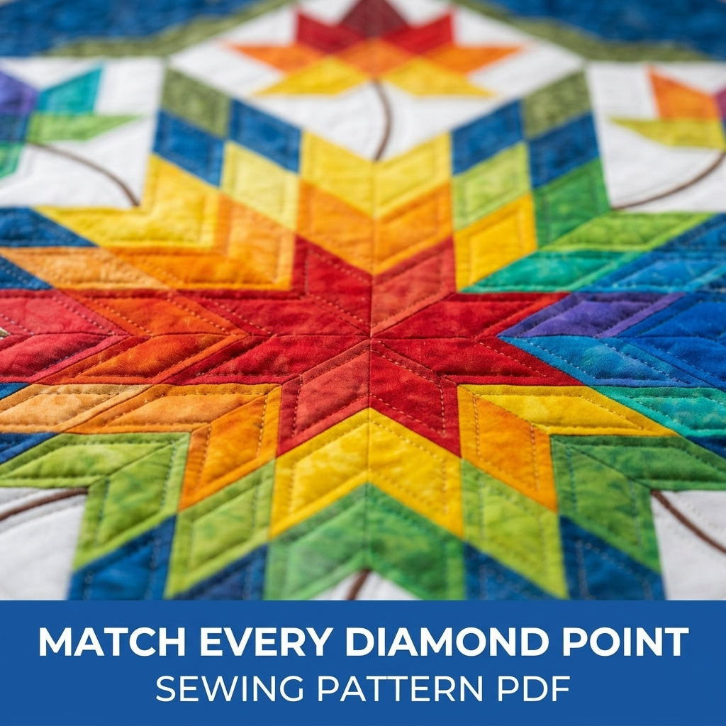 Rainbow Star Octagon Table Topper Sewing Pattern PDF – Lone Star Table Quilt