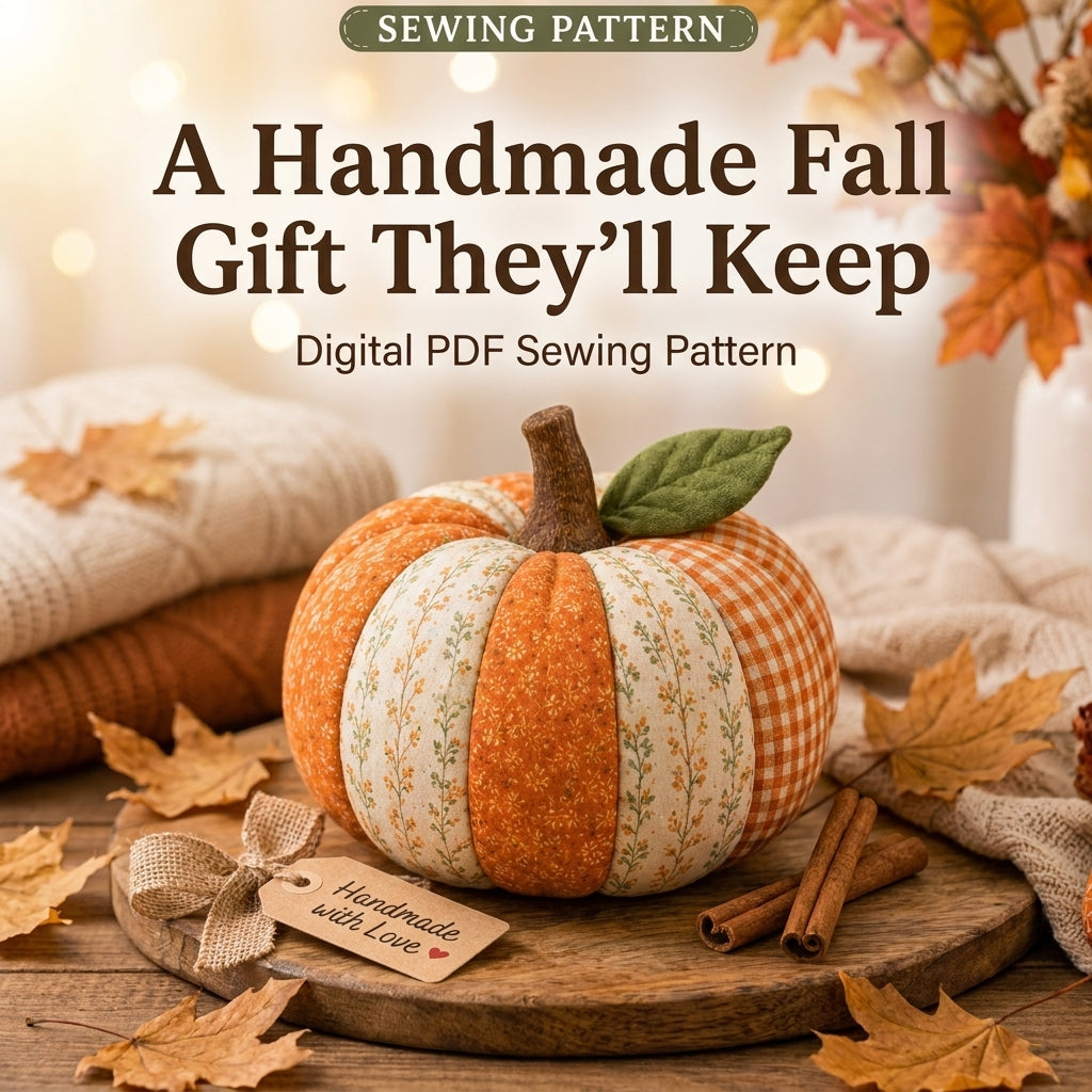 Patchwork Pumpkin Sewing Pattern — 3D Fabric Pumpkin and Flat Décor Mat, Two Projects, Beginner Friendly, PDF Download