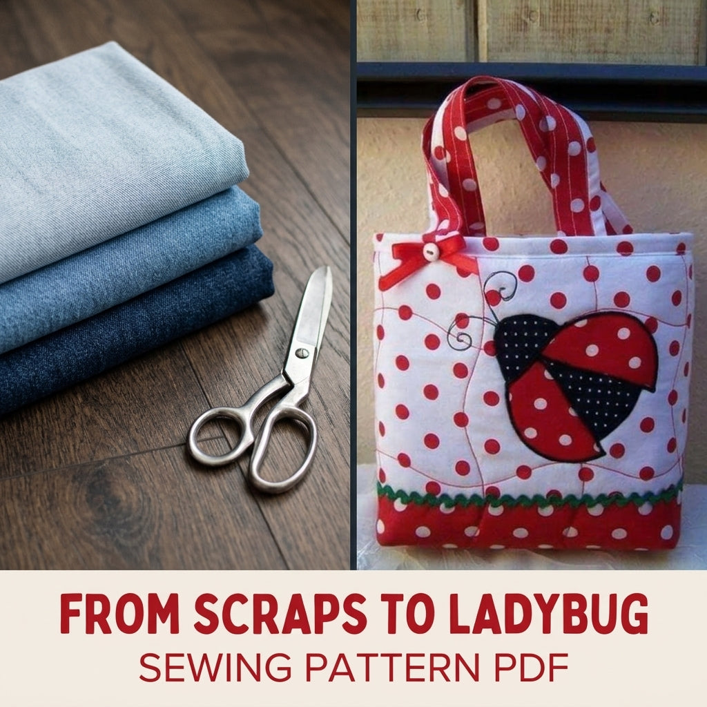 Ladybug Appliqué Mini Tote Sewing Pattern PDF – Kids Gift Bag