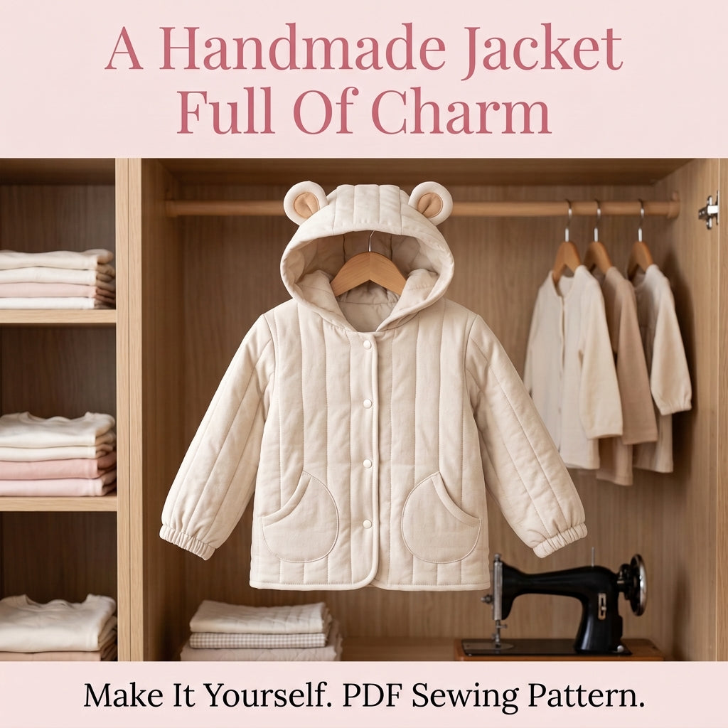 Kids' Quilted Jacket Sewing Pattern – Hooded Jacket with Bear Ears