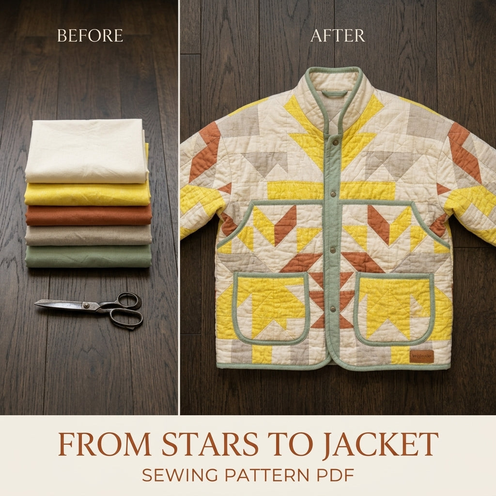 Lemon Star Quilt Jacket Sewing Pattern PDF – Boxy Quilted Coat