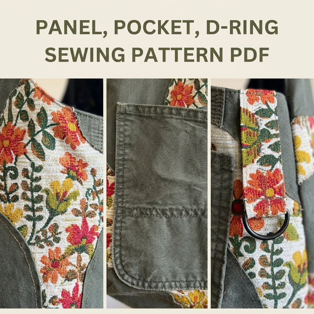 Workwear Floral Hobo Bag Sewing Pattern PDF – Upcycled Canvas Shoulder Bag