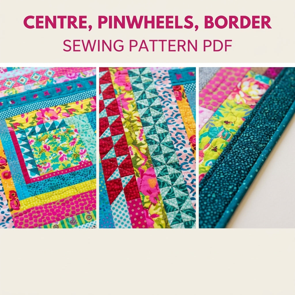 Bright Medallion Strip Quilt Pattern PDF – Hot Pink and Teal Improv Medallion