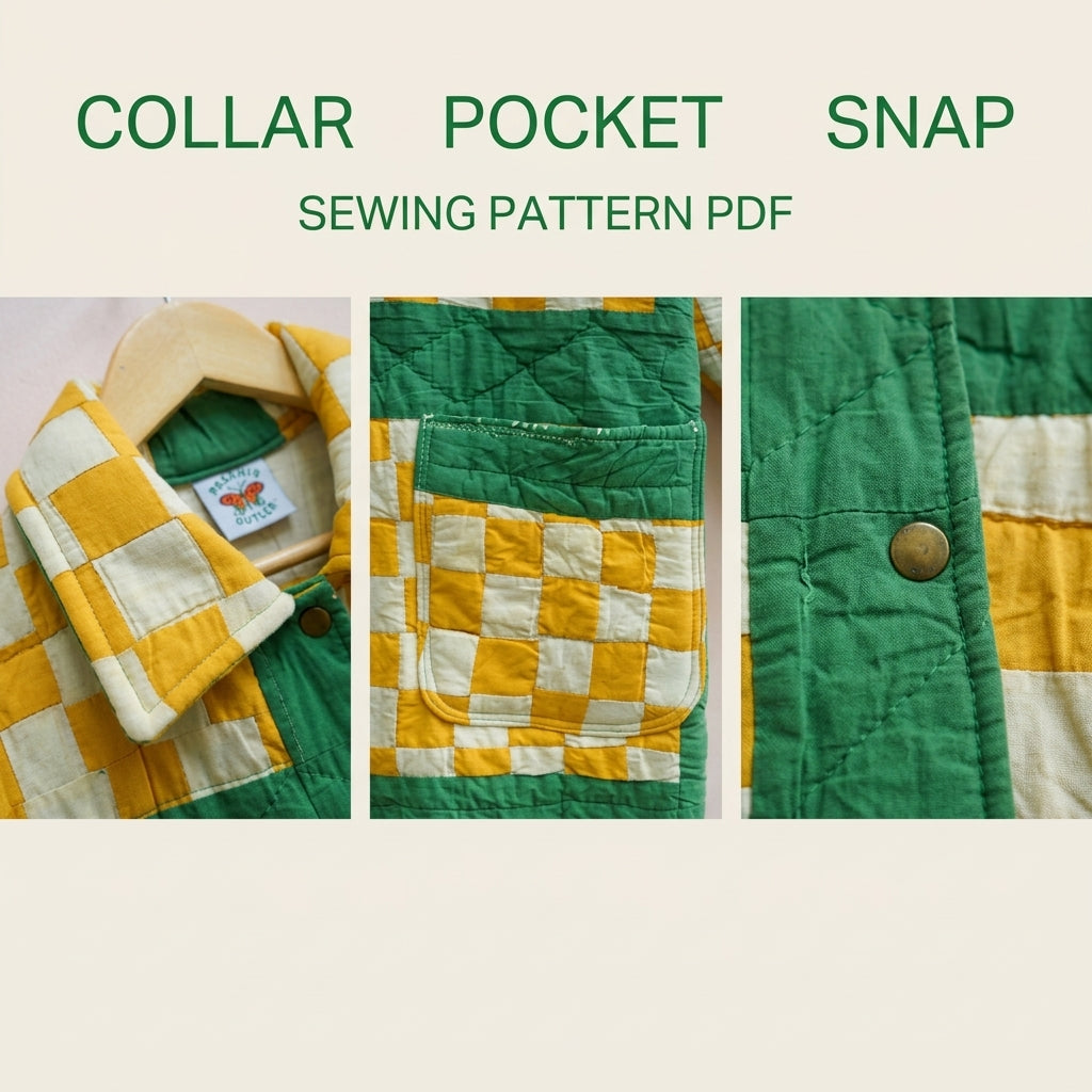 Checkerboard Quilt Chore Coat Sewing Pattern PDF – Long Quilted Coat from a Quilt