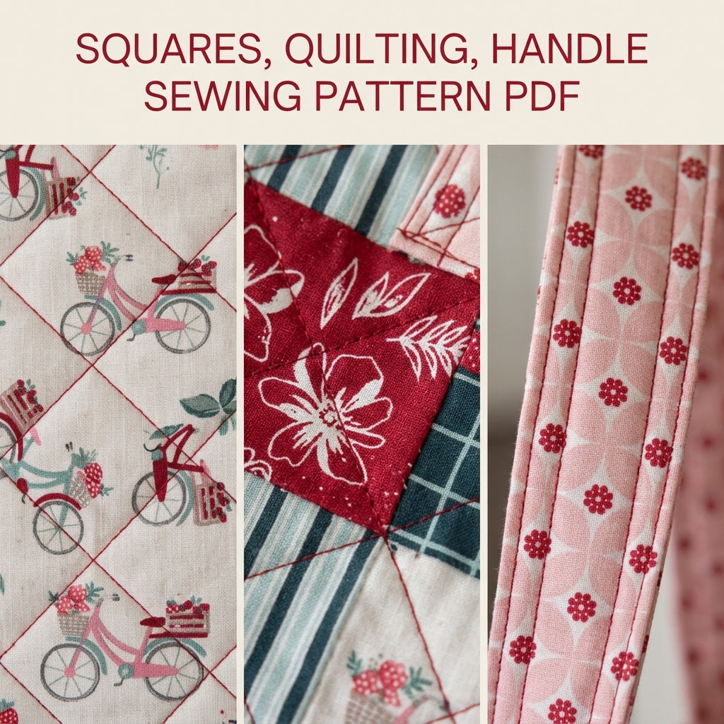 Quilted Patchwork Market Tote Sewing Pattern PDF – Charm Square Tote Bag