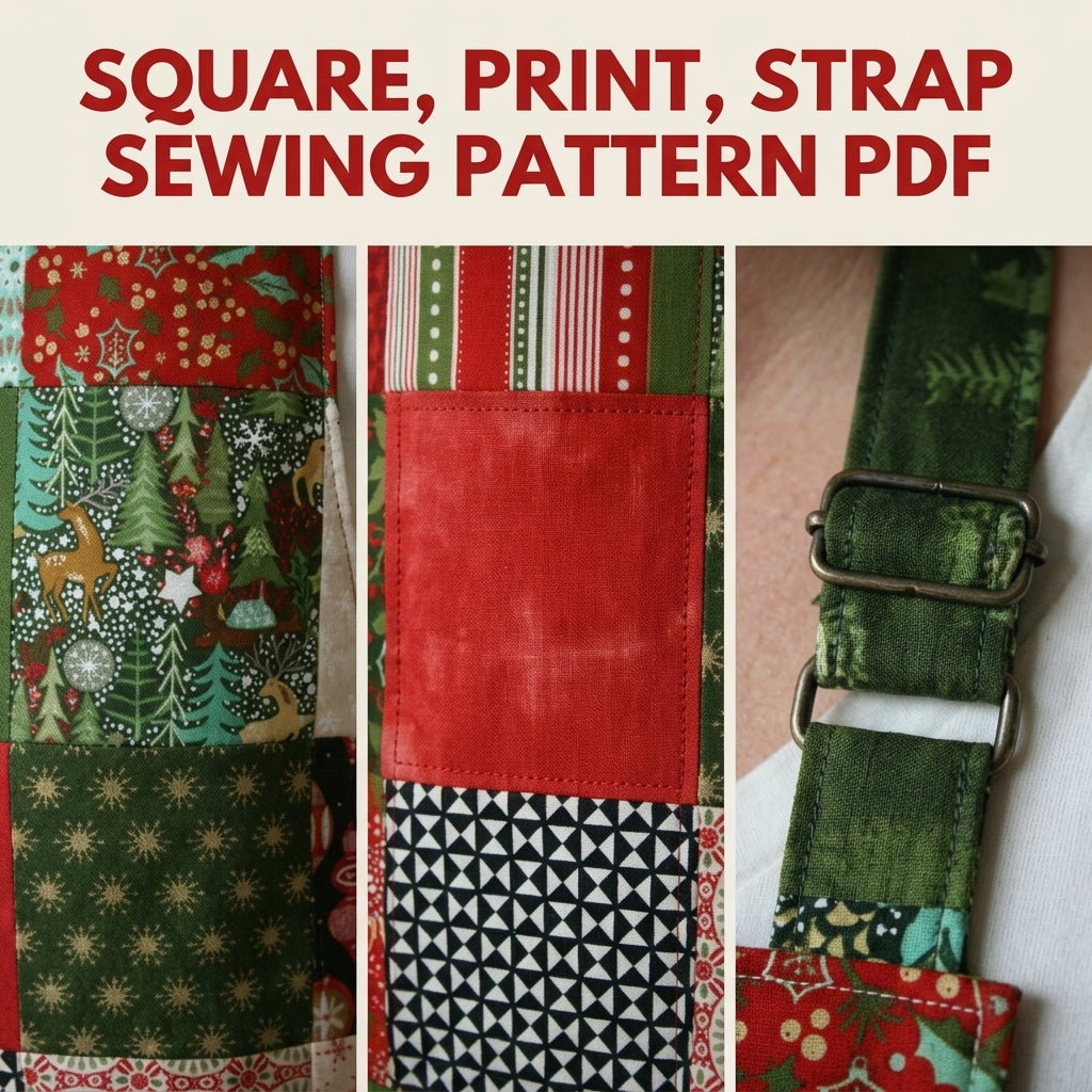 Christmas Patchwork Apron Sewing Pattern PDF – Charm Square Holiday Apron