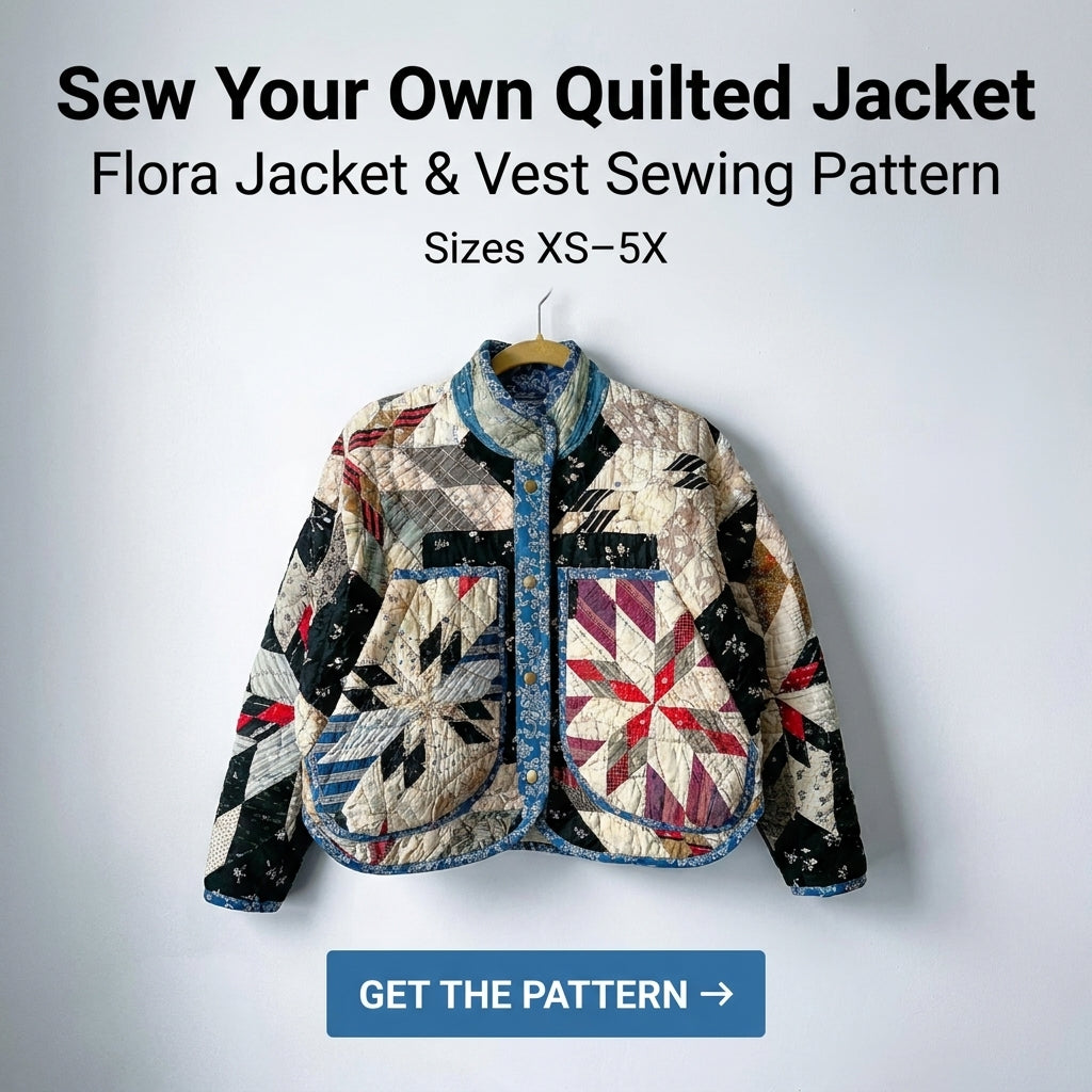 Quilt Jacket and Vest Sewing Pattern — 3 Versions in One PDF, Hooded, Collared or Sleeveless, Sizes XS–5X, A0 and A4 PDF