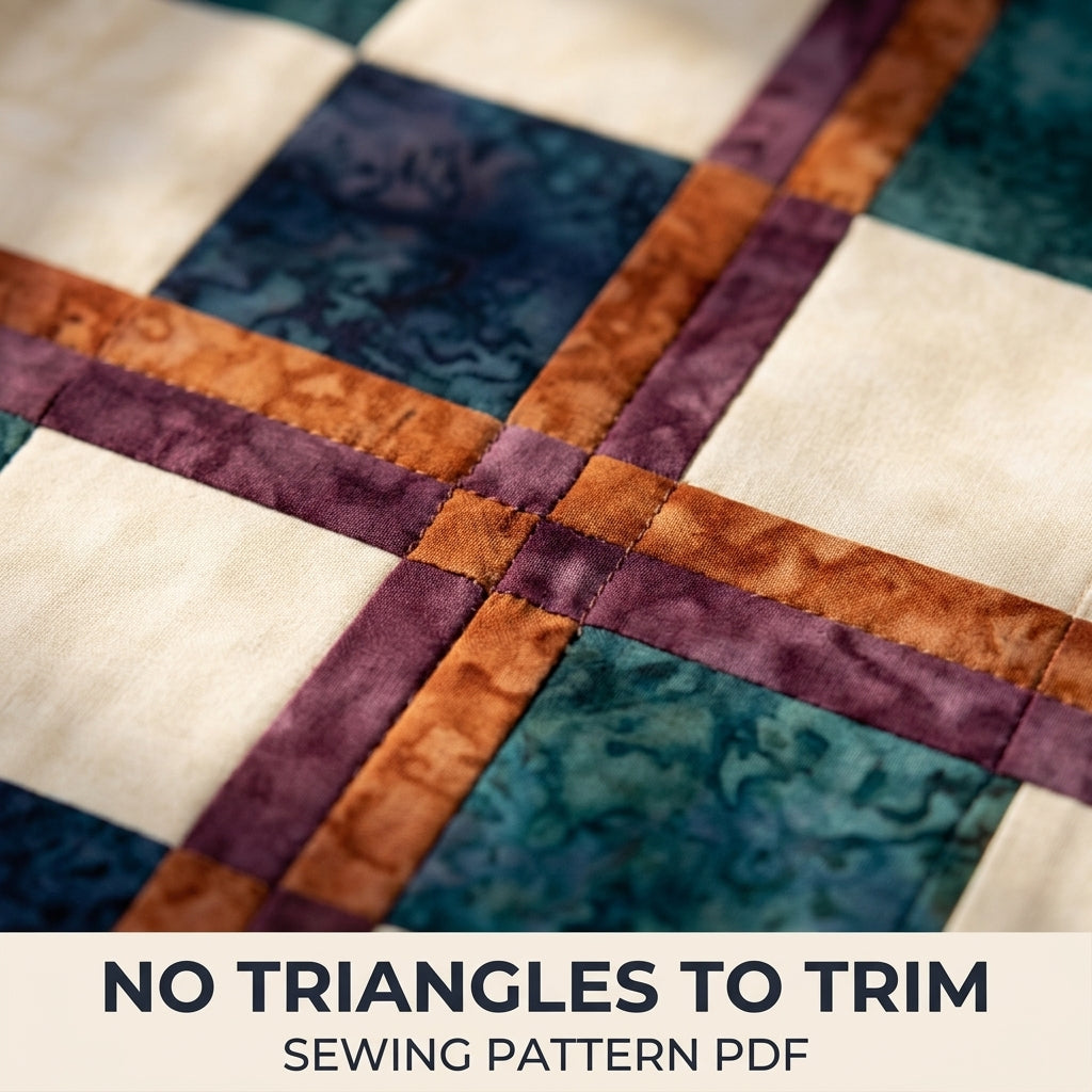 Modern Tartan Quilt Pattern PDF – Plaid Throw Quilt with Squares and Double Sashing
