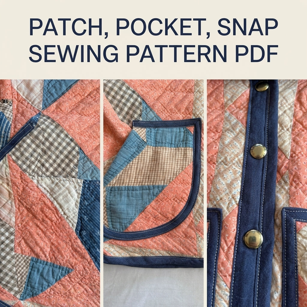 Hooded Quilt Jacket Sewing Pattern PDF – Boxy Jacket from a Vintage Quilt