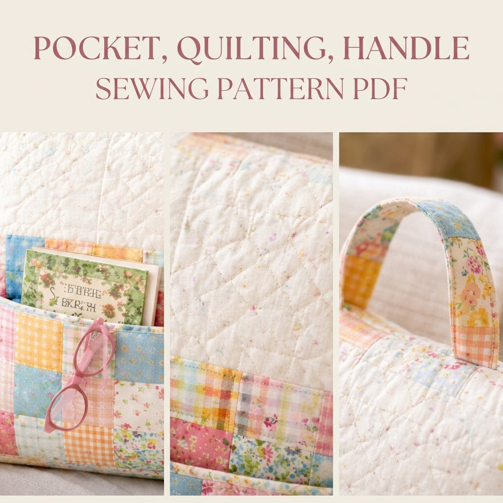 Patchwork Pocket Reading Pillow Sewing Pattern PDF – Book Pocket Cushion